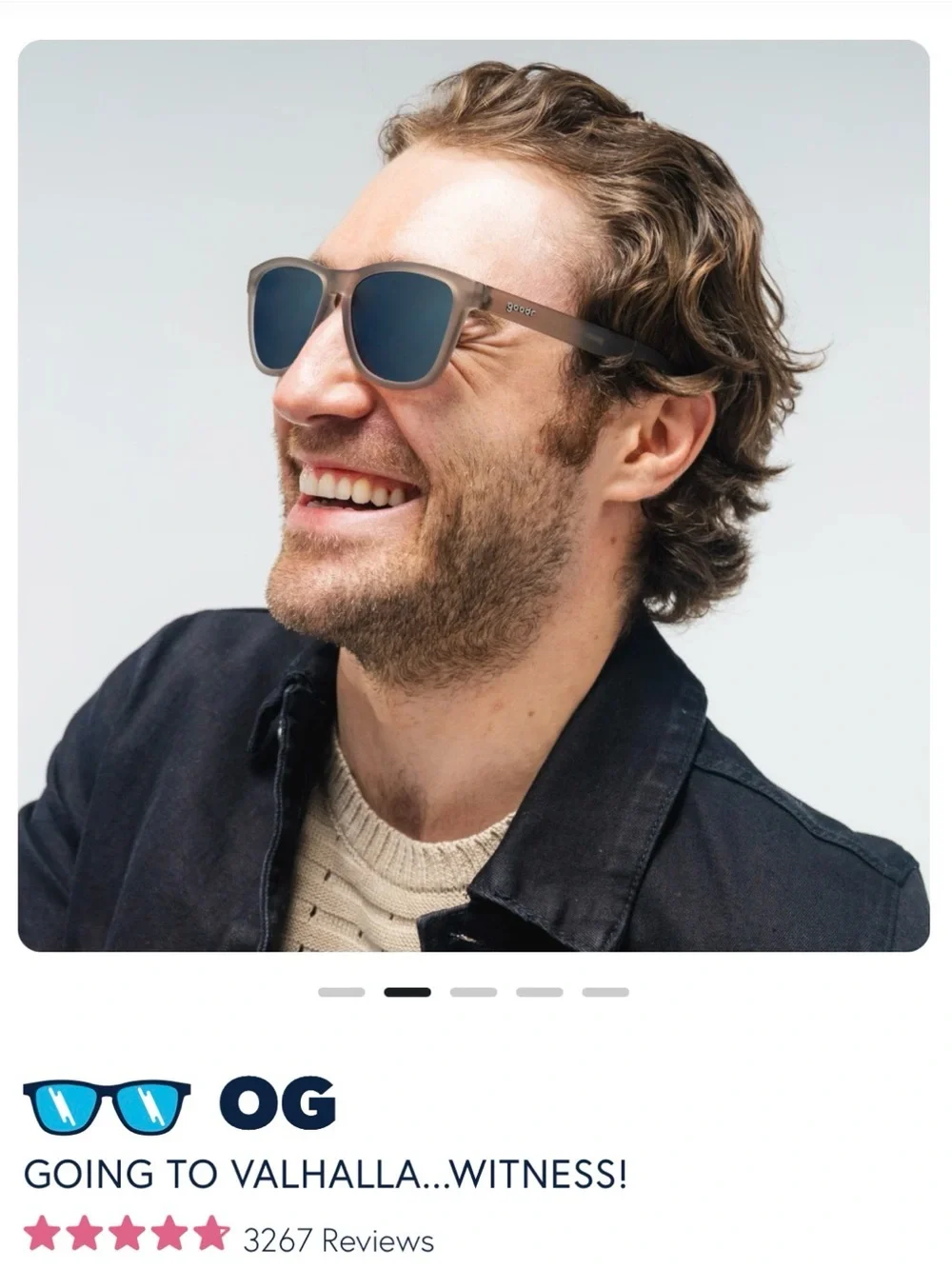 Goodr OG Gray Men’s Sunglasses — Polarized Classic Frame